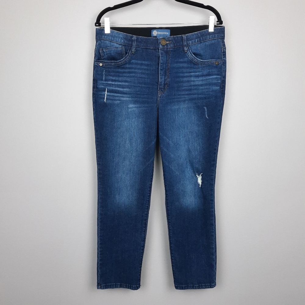 Democracy Absolution High Rise Distressed Slim Leg Jeans size 12